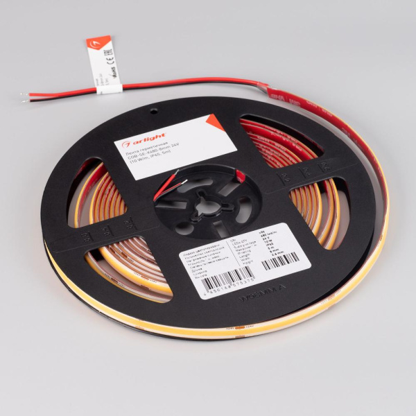 Лента герметичная COB-SE-X480-8mm 24V Day4000 (10 W/m, IP65, 5m) (Arlight, 5 лет)