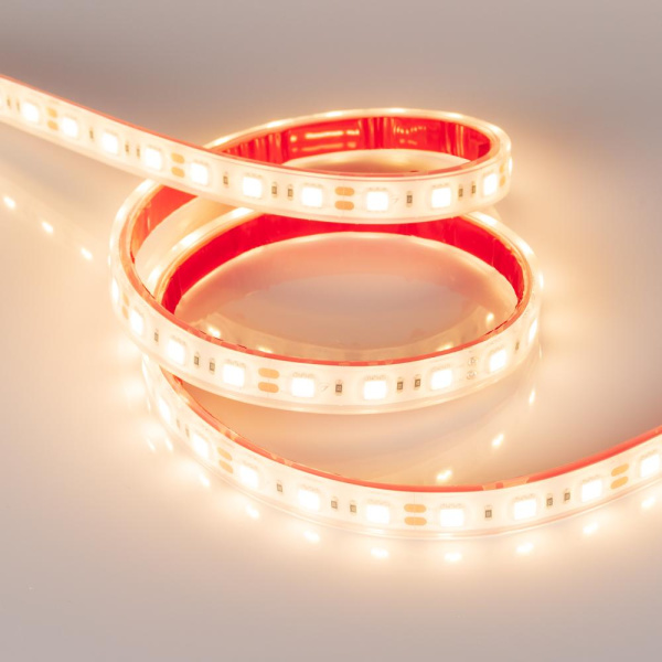 Лента RTW 2-5000PGS 12V Warm 2x (5060, 300 LED, LUX) (Arlight, 14.4 Вт/м, IP67)