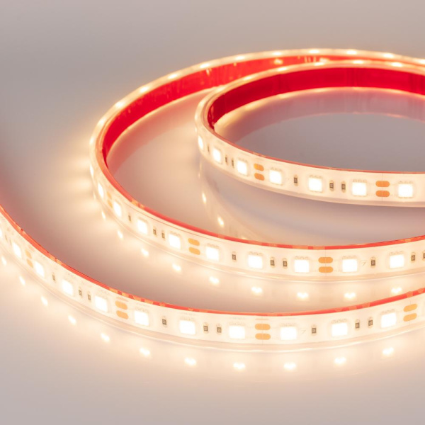 Лента RTW 2-5000PGS 12V Warm 2x (5060, 300 LED, LUX) (Arlight, 14.4 Вт/м, IP67)