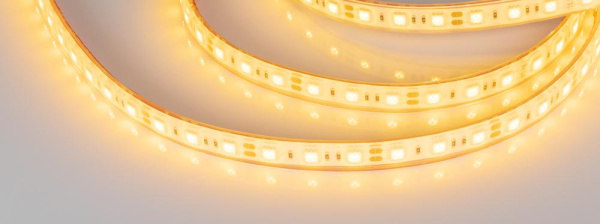 Лента RTW 2-5000PGS 12V Yellow 2x (5060, 300 LED, LUX) (Arlight, 14.4 Вт/м, IP67)