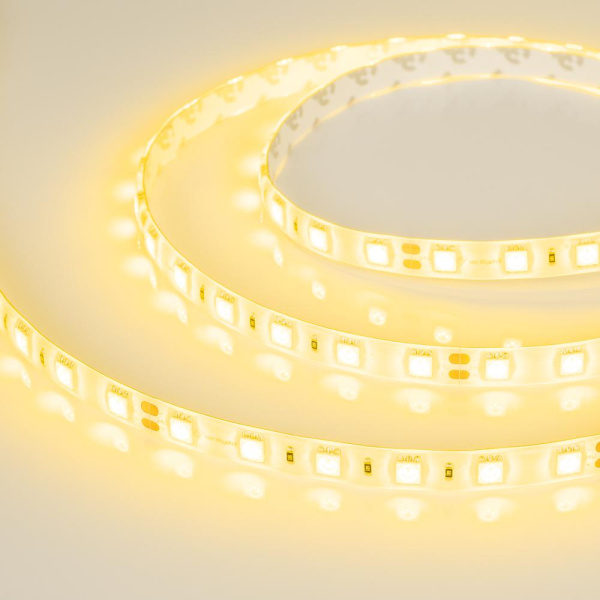 Лента RTW 2-5000SE 24V Yellow 2x (5060, 300 LED, LUX) (Arlight, 14.4 Вт/м, IP65)