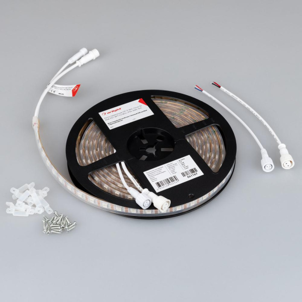 Лента герметичная SPI-P-B60-12mm 5V RGB-PX1-BPT (12 W/m, IP66, 5060, 5m) (Arlight, бегущий огонь)