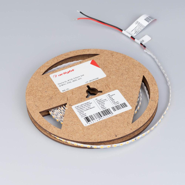 Лента UL-A140-3.5mm 24V Warm2700 (6 W/m, IP20, 2835, 5m) (Arlight, узкая)