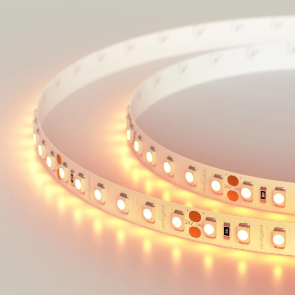 Лента RT 2-5000 24V Orange 2x (3528, 600 LED, LUX) (Arlight, 9.6 Вт/м, IP20)