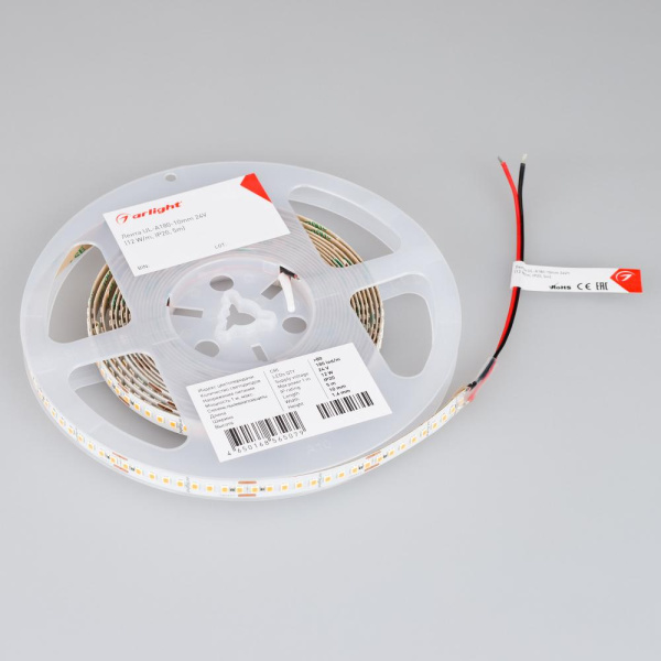 Лента UL-A180-10mm 24V Warm2700 (12 W/m, IP20, 5m) (Arlight, высок.эфф.180 лм/Вт)