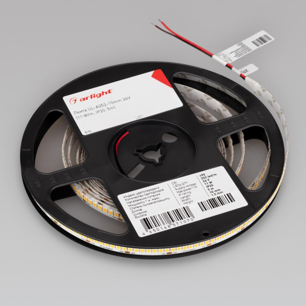 Лента UL-A252-10mm 24V Warm3000 (11 W/m, IP20, 5m) (Arlight, 7 лет)