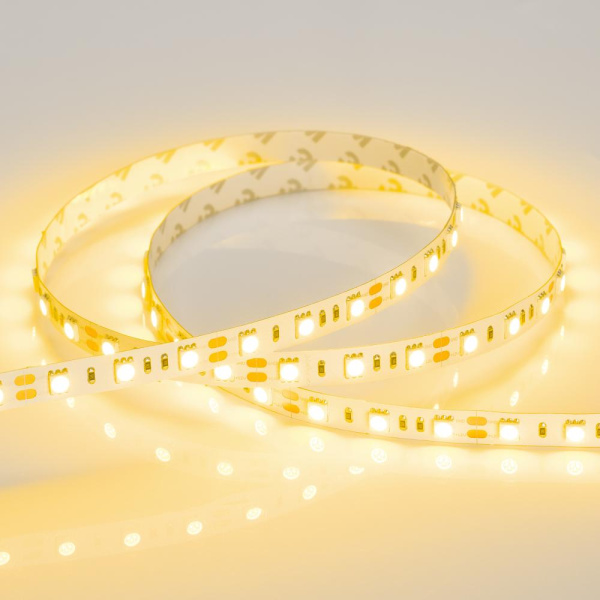 Лента RT 2-5000 12V Yellow 2x (5060, 300 LED, LUX) (Arlight, 14.4 Вт/м, IP20)