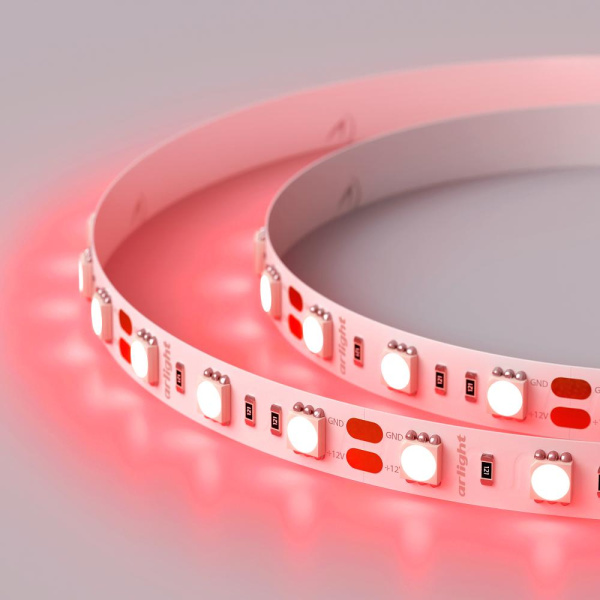 Лента RT 2-5000 12V Red 2x (5060, 300 LED, LUX) (Arlight, 14.4 Вт/м, IP20)