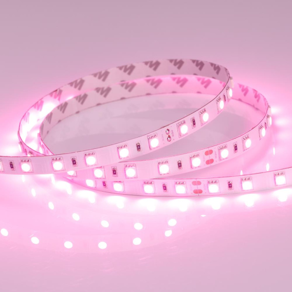 Лента RT 2-5000 24V Pink 2x (5060, 300 LED, LUX) (Arlight, 14.4 Вт/м, IP20)