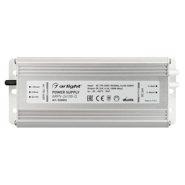 Блок питания ARPV-24100-D (24V, 4.2A, 100W) (Arlight, IP67 Металл, 3 года)