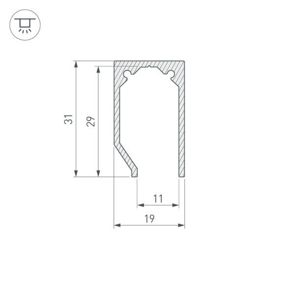 Профиль ALM-GLASS-10-2000 ANOD (Arlight, Алюминий)