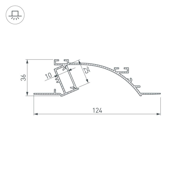 Профиль ALM-ARC-SINGLE-2000 ANOD (Arlight, Алюминий)
