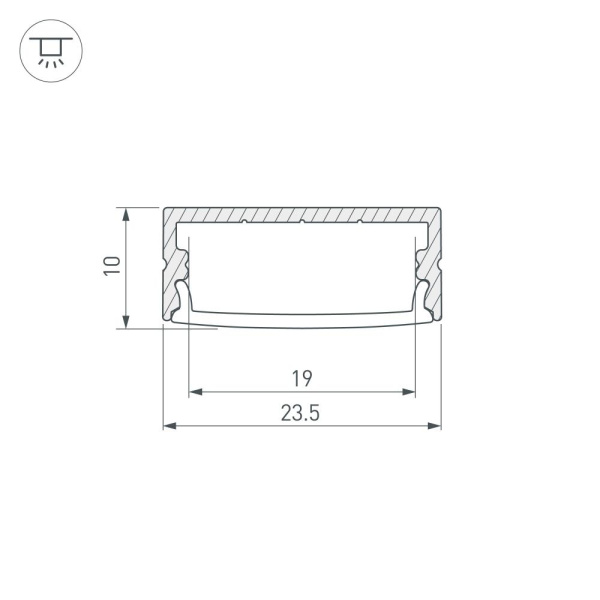 Профиль с экраном ARH-WIDE-H10-2000 ANOD+OPAL (Arlight, Алюминий)