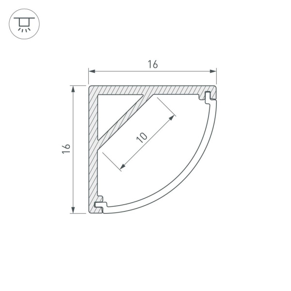 Профиль с экраном ARH-KANT-H16-2000 ANOD+OPAL (Arlight, Алюминий)
