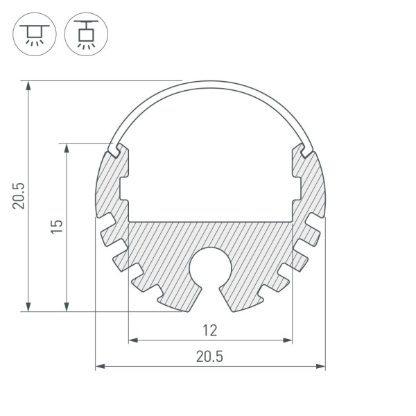 Профиль ARH-ROUND-D20-2000 ANOD (Arlight, Алюминий)
