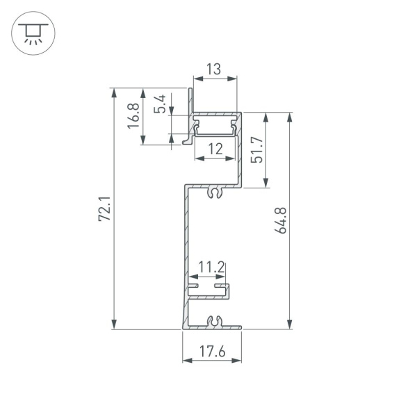Профиль PLINTUS-H73-F-2000 BLACK (Arlight, Алюминий)