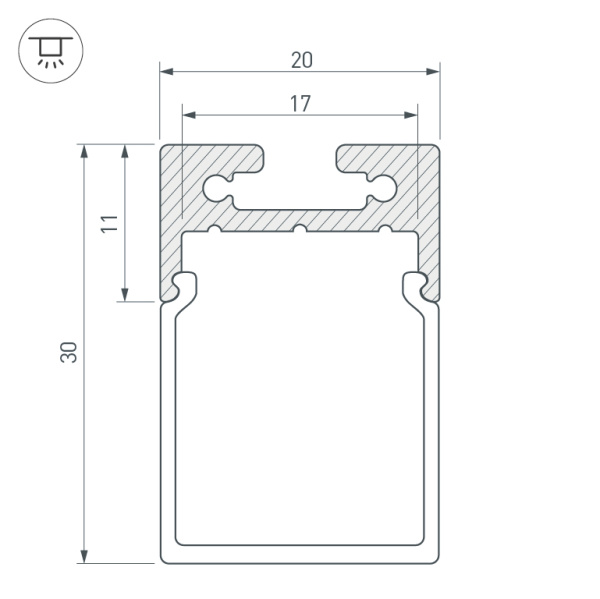Профиль с экраном SL-LINE-2011M-2500 BLACK+OPAL RCT (Arlight, Алюминий)