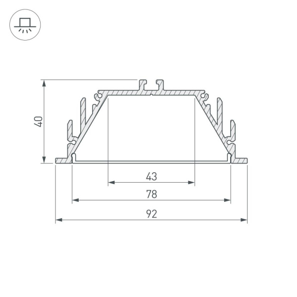 Профиль с экраном ALU-POWER-RW80F-2000ANOD+CLEAR-P (Arlight, Алюминий)