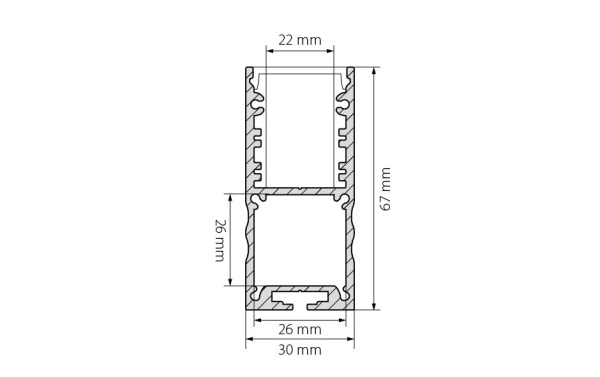 Профиль с экраном ALU-POWER-S30-2000 ANOD+CLEAR-P (Arlight, Алюминий)