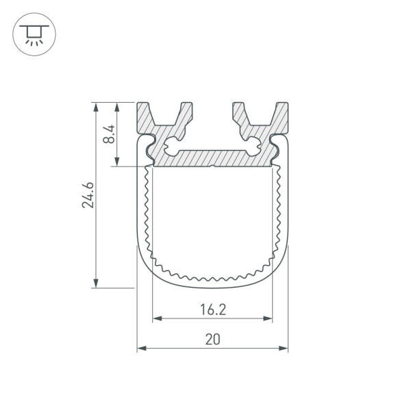 Профиль с экраном ALU-SQR-2000 ANOD+FROST (Arlight, Алюминий)