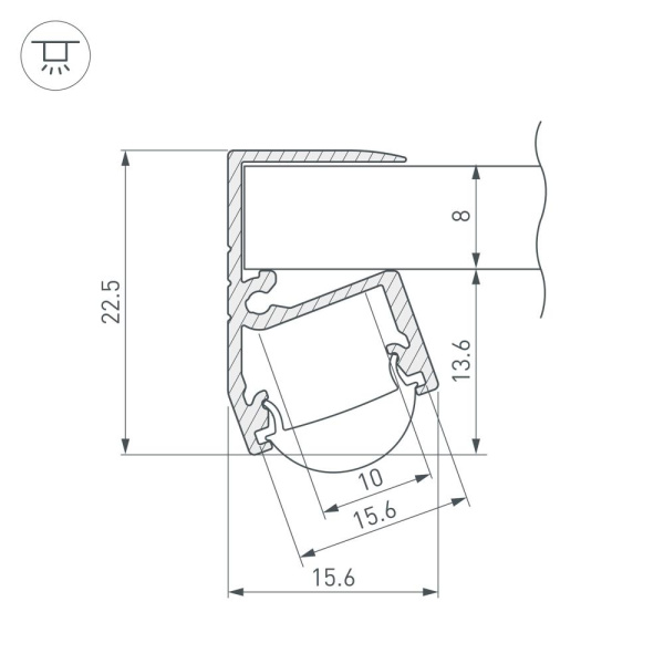 Профиль TOP-EDGE-08-2000 ANOD (K13, P15) (Arlight, Алюминий)