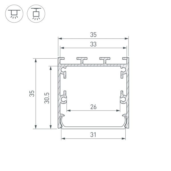 Профиль LINE-S-3535-2000 BLACK (Arlight, Алюминий)