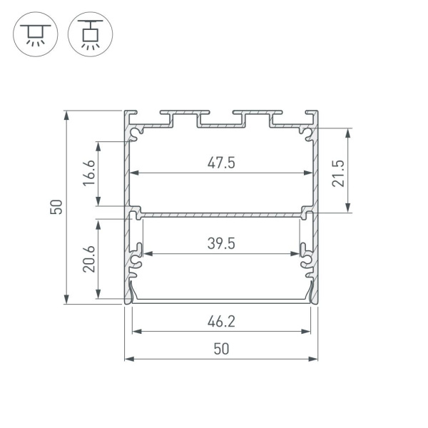 Профиль LINE-S-5050-2500 WHITE (Arlight, Алюминий)