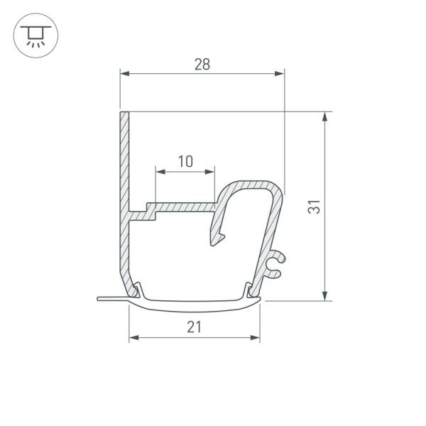 Профиль STRETCH-S-20-WALL-SIDE-2000 (RESPECT-ST) (Arlight, Алюминий)