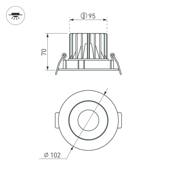 Светильник MS-FORECAST-BUILT-TURN-R102-12W Warm3000 (WH-BK, 32 deg, 230V) (Arlight, IP20 Металл, 5 лет)