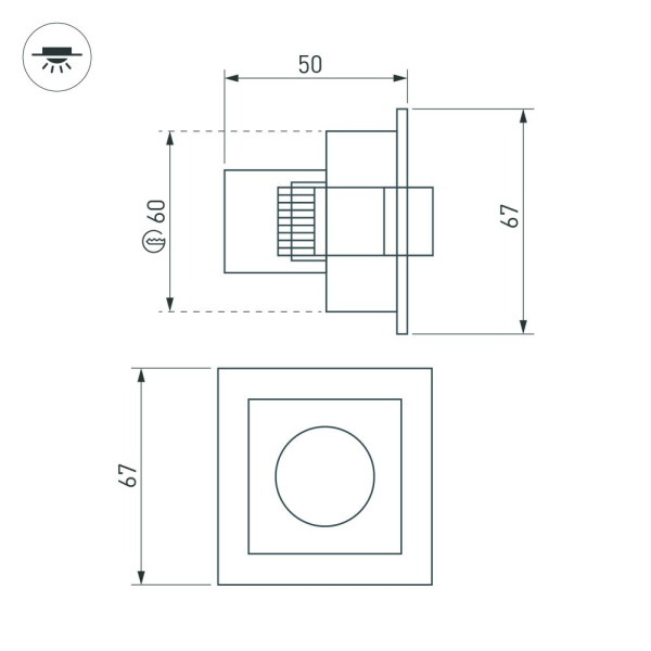 Светильник MS-ORIENT-BUILT-TURN-TC-S67x67-3W Warm3000 (WH-BK, 30 deg, 230V) (Arlight, IP20 Металл, 5 лет)