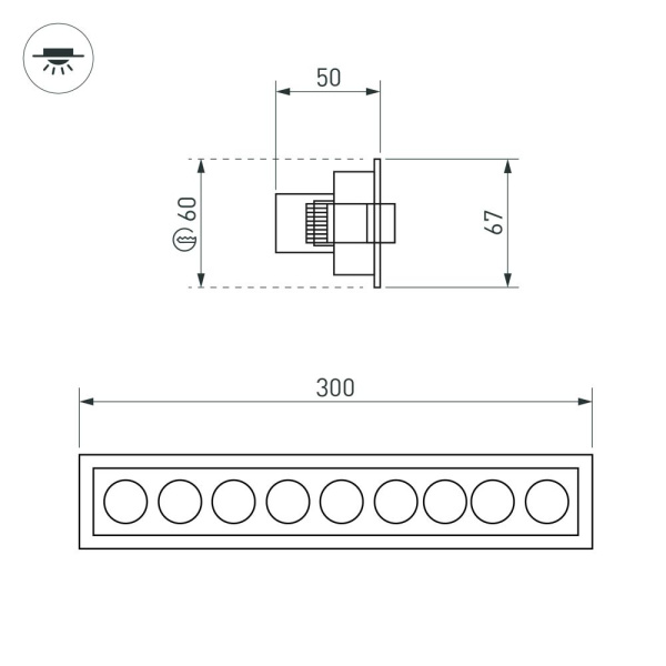 Светильник MS-ORIENT-BUILT-TURN-TC-S67x300-20W Day4000 (BK-BK, 30 deg, 230V) (Arlight, IP20 Металл, 5 лет)