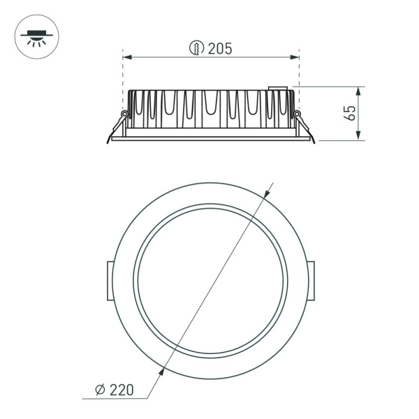 Светильник MS-MIST-BUILT-R220-30W Day4000 (WH, 110 deg, 230V) (Arlight, IP54 Металл, 5 лет)