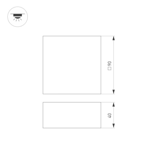 Светильник DL-GRIGLIATO-S90x90-12W Day4000 (BK, 90 deg, 230) (Arlight, IP40 Металл, 3 года)