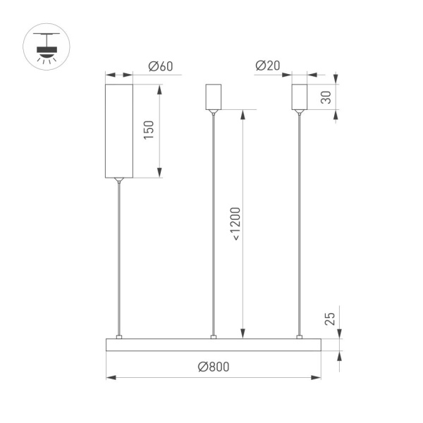 Светильник SP-CONGO-MULT-1-R800-42W Warm3000 (GD, 120 deg, 230V) (Arlight, IP20 Металл, 5 лет)