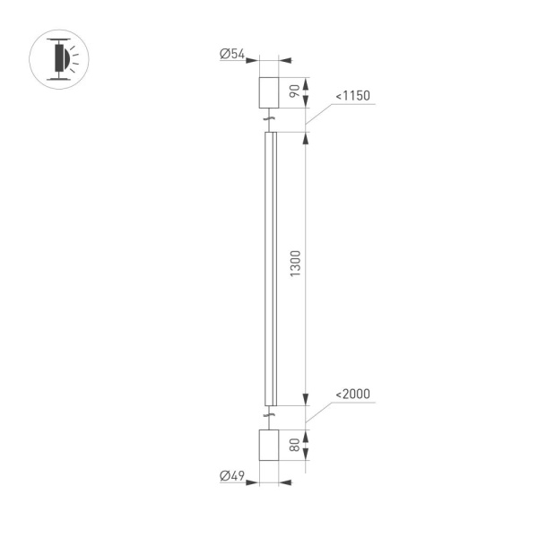 Светильник SP-TABOO-FLOOR-S1300-14W Warm3000 (BK, 90 deg, 230V) (Arlight, IP20 Металл, 3 года)