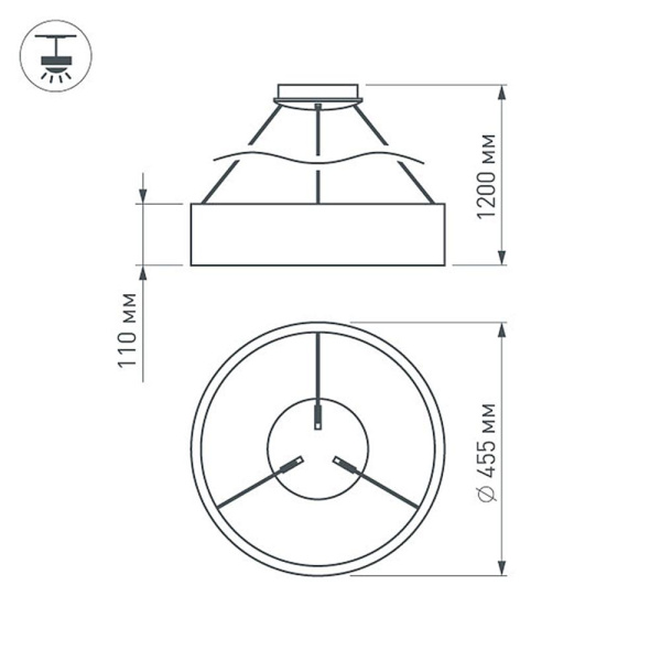 Светильник SP-TOR-RING-HANG-R460-33W Day4000 (WH, 120 deg) (Arlight, IP20 Металл, 3 года)