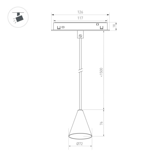 Светильник MAG-ORIENT-CONE-HANG-7W Warm3000 (BK, 40 deg, 48V) (Arlight, IP20 Металл, 3 года)