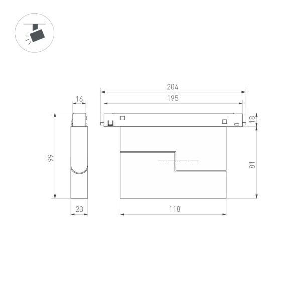Светильник MAG-ORIENT-FLAT-FOLD-S195-6W Day4000 (BK, 80 deg, 48V) (Arlight, IP20 Металл, 5 лет)