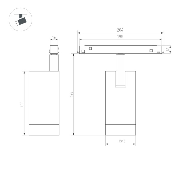 Светильник MAG-ORIENT-SPOT-R45-9W Day4000 (WH, 24 deg, 48V) (Arlight, IP20 Металл, 5 лет)