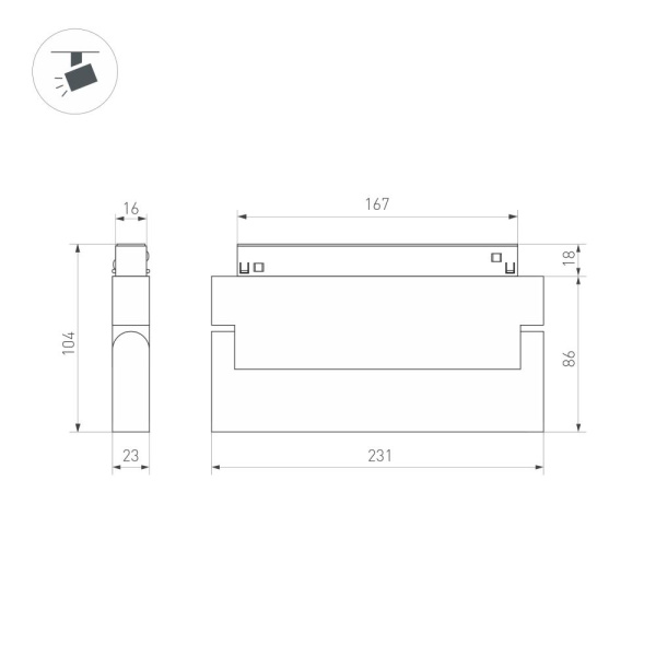 Светильник MAG-ORIENT-FLAT-FOLD-S230-12W Warm3000 (WH, 80 deg, 48V) (Arlight, IP20 Металл, 3 года)