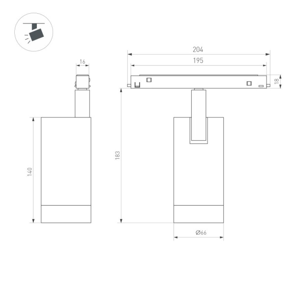 Светильник MAG-ORIENT-SPOT-R65-20W Warm3000 (BK, 24 deg, 48V, DALI) (Arlight, IP20 Металл, 5 лет)