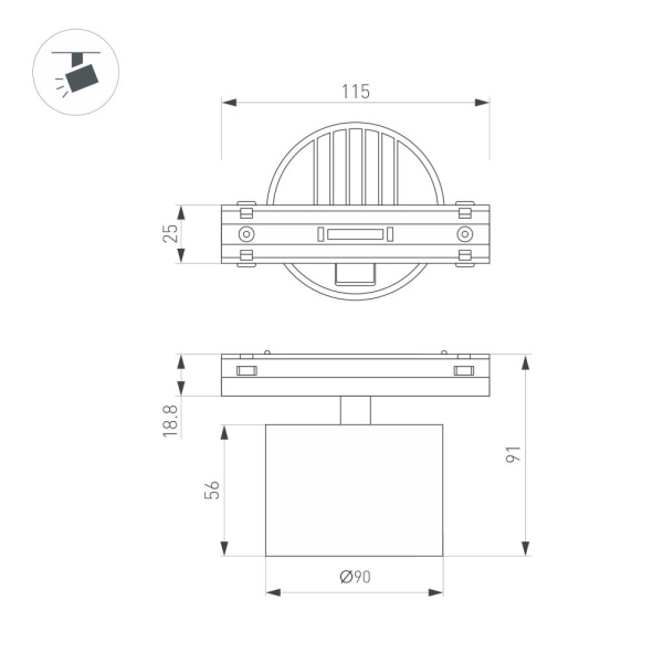 Светильник MAG-VIBE-RONDO-R90-10W Day4000 (WH, 110 deg, 48V) (Arlight, IP20 Металл, 5 лет)