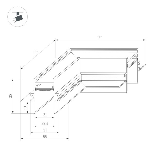 Коннектор угловой MAG-CON-2538-FDW-L90 (BK) (Arlight, IP20 Металл, 3 года)