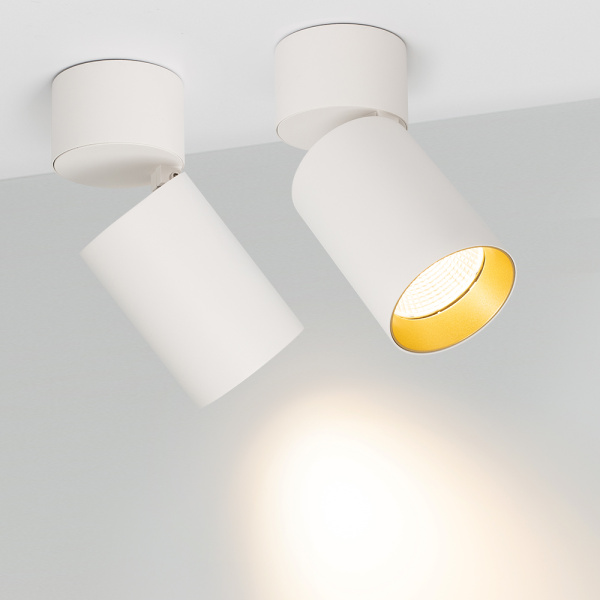 Светильник SP-POLO-SURFACE-FLAP-R85-15W Warm3000 (WH-GD, 40 deg) (Arlight, IP20 Металл, 3 года)