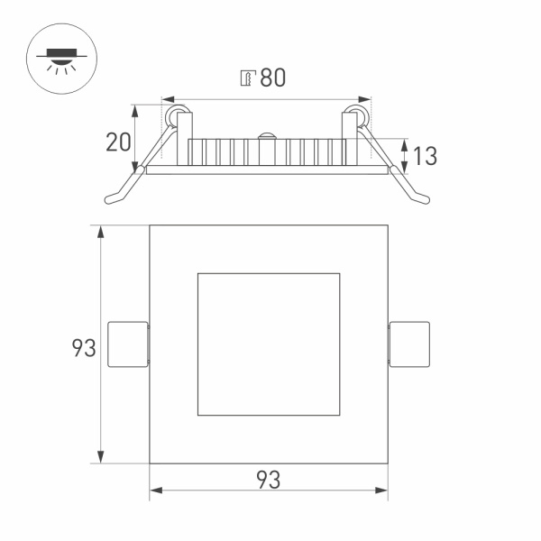 Светильник DL-93x93M-5W White (Arlight, IP40 Металл, 3 года)