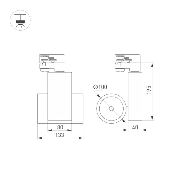 Светильник LGD-ARES-4TR-R100-40W White6000 (WH, 24 deg, 230V, DALI) (Arlight, IP20 Металл, 3 года)
