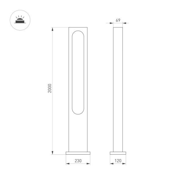 Светильник LGD-MUSE-BOLL-H2000-18W Warm3000 (DG, 328 deg, 230V) (Arlight, IP65 Металл, 3 года)