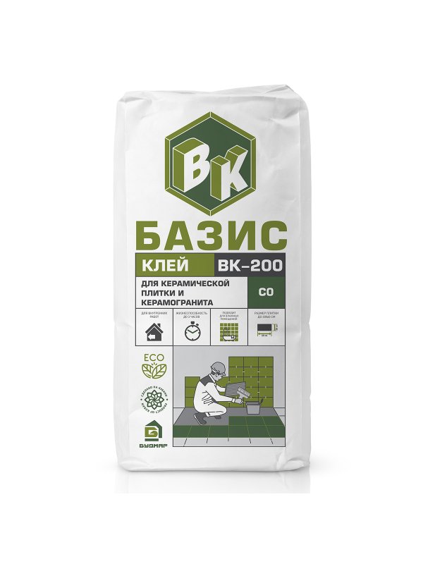 Клей для облицовки керамической плиткой, для внутренних работ ВК-200 (С0)