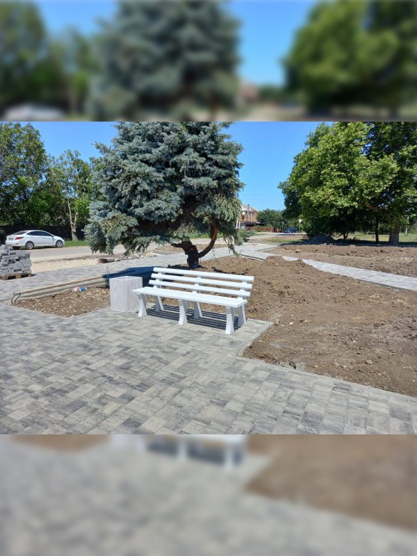 Скамья со спинкой из полимерпесчаного композита
