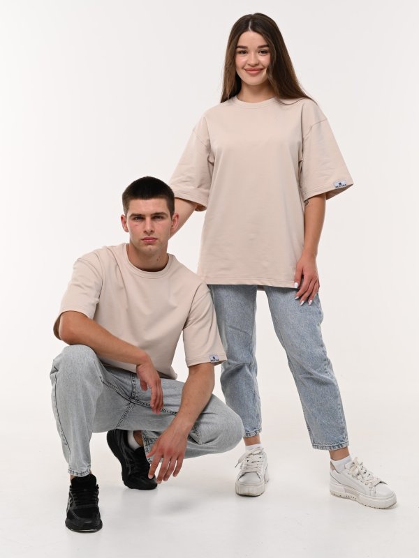 Футболка Оверсайз Беж 44(XS) Двухнитка